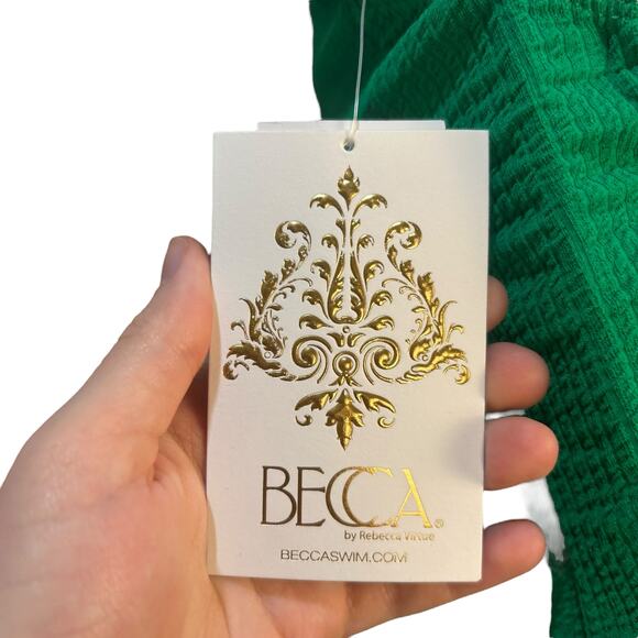 Becca Color Prism Textured One-Piece Swimsuit Green Women Medium NWT - Picture 9 of 10